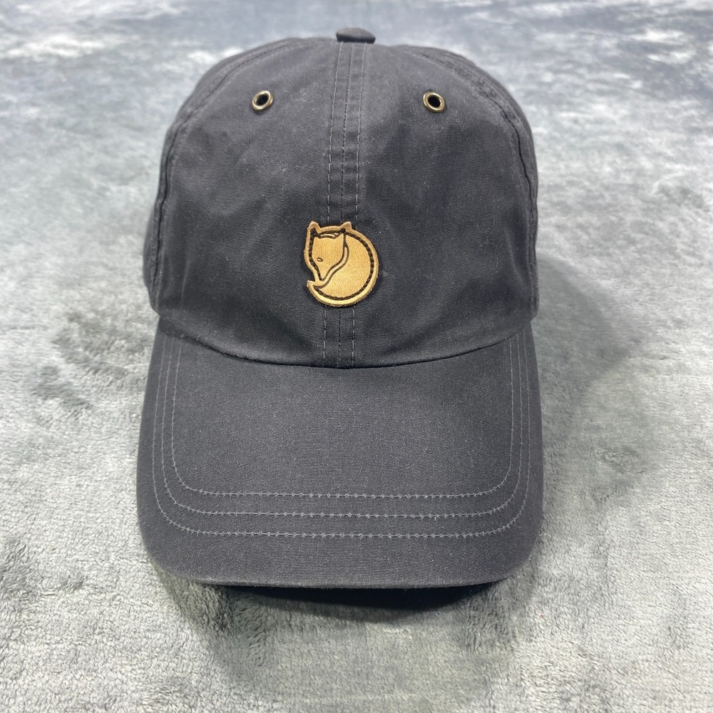 Fjallraven Cap Hat Strapback S/M Dark Grey Helags Leather Fox Logo Sweden Flag